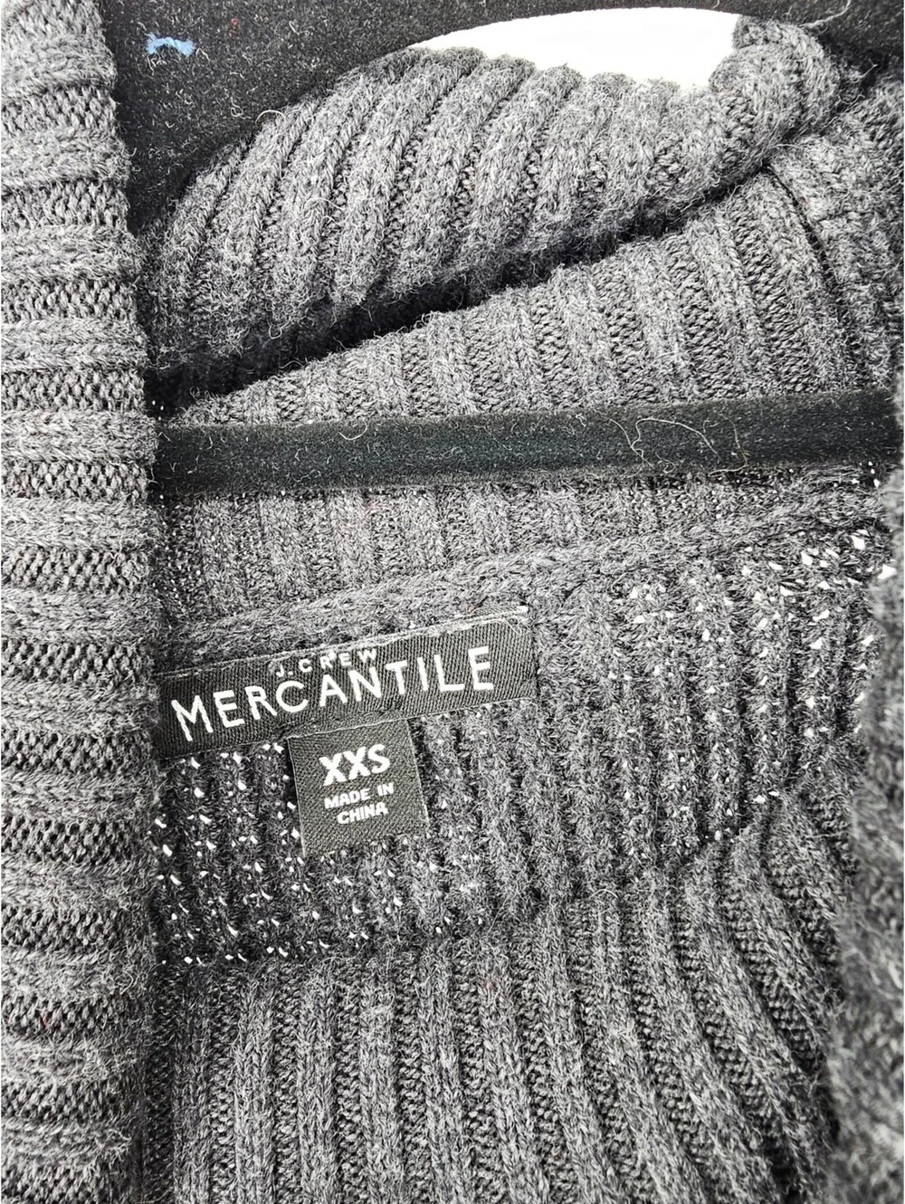 J Crew Womens Sz XXs Turtleneck Sweater Gray Ribbed Thick Knit